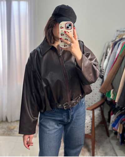 بامبر جکت چرم (کت چرم) (جکت pull and bear (